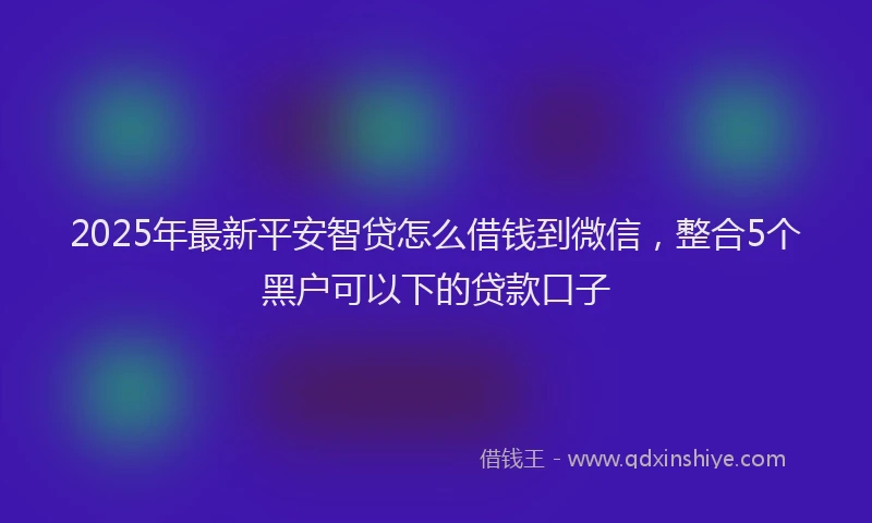 2025年最新平安智贷怎么借钱到微信，整合5个黑户可以下的贷款口子