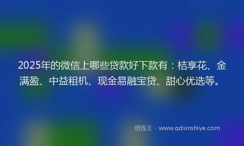 2025年的微信上哪些贷款好下款有：桔享花、金满盈、中益租机、现金易融宝贷、甜心优选等。