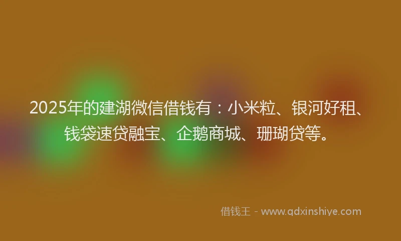 2025年的建湖微信借钱有：小米粒、银河好租、钱袋速贷融宝、企鹅商城、珊瑚贷等。