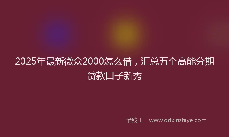 2025年最新微众2000怎么借，汇总五个高能分期贷款口子新秀