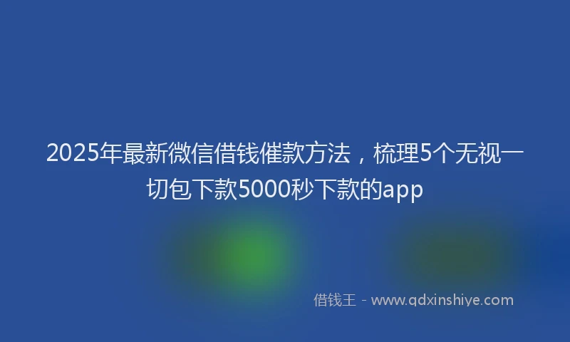 2025年最新微信借钱催款方法，梳理5个无视一切包下款5000秒下款的app