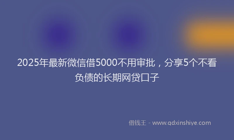 2025年最新微信借5000不用审批，分享5个不看负债的长期网贷口子