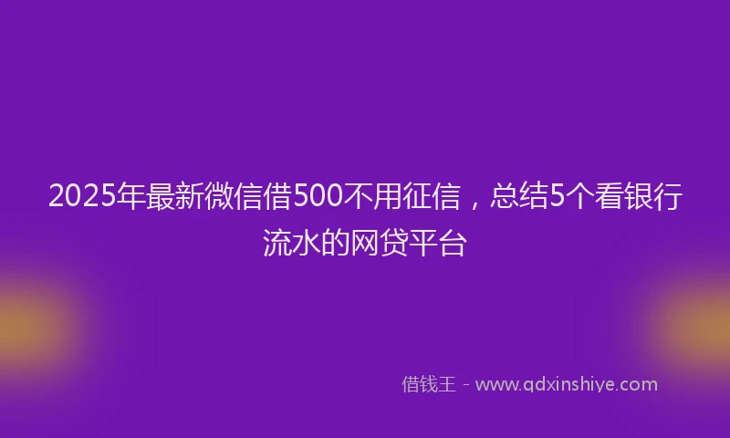 2025年最新微信借500不用征信，总结5个看银行流水的网贷平台