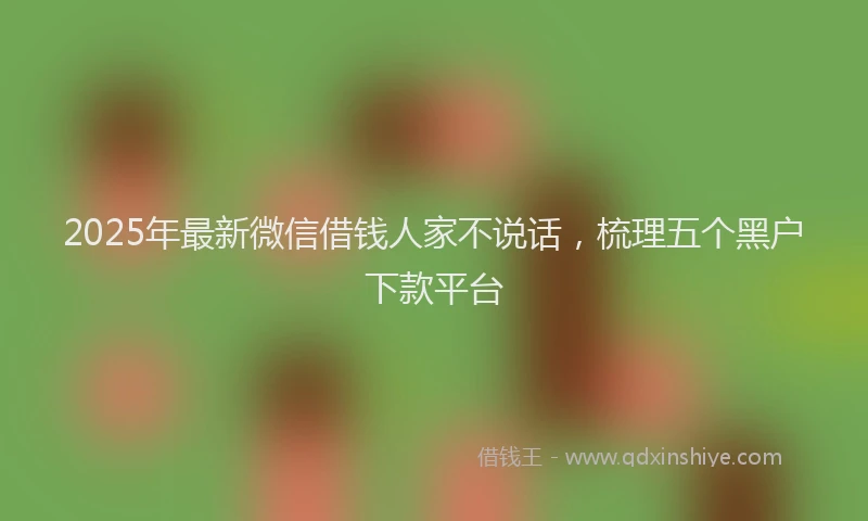 2025年最新微信借钱人家不说话，梳理五个黑户下款平台