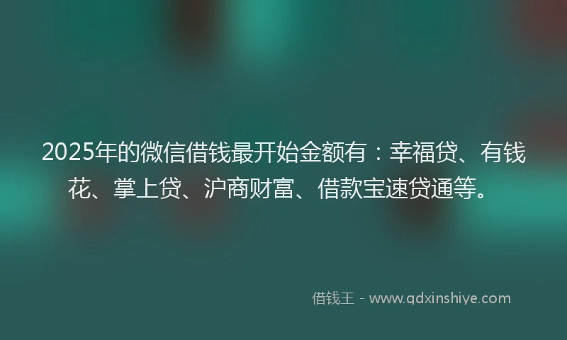 2025年的微信借钱最开始金额有：幸福贷、有钱花、掌上贷、沪商财富、借款宝速贷通等。