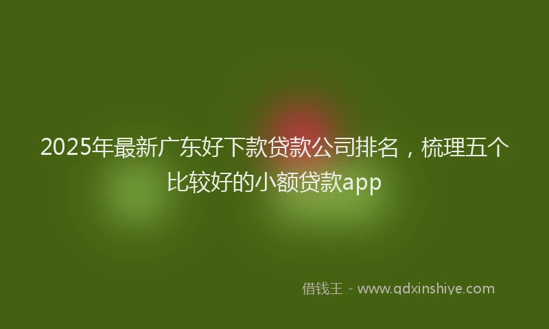 2025年最新广东好下款贷款公司排名，梳理五个比较好的小额贷款app