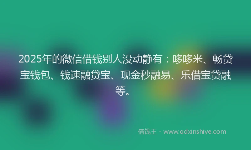 2025年的微信借钱别人没动静有：哆哆米、畅贷宝钱包、钱速融贷宝、现金秒融易、乐借宝贷融等。