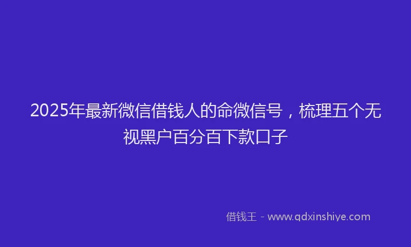 2025年最新微信借钱人的命微信号，梳理五个无视黑户百分百下款口子