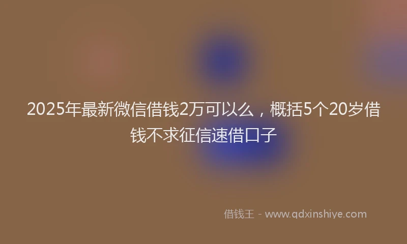 2025年最新微信借钱2万可以么，概括5个20岁借钱不求征信速借口子