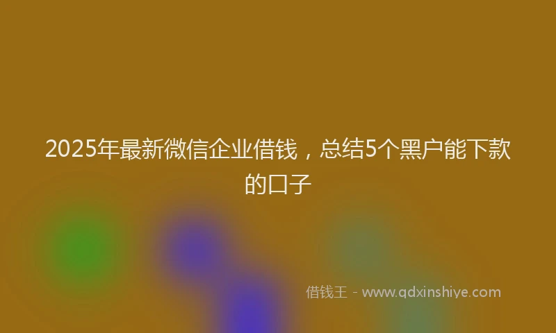 2025年最新微信企业借钱，总结5个黑户能下款的口子