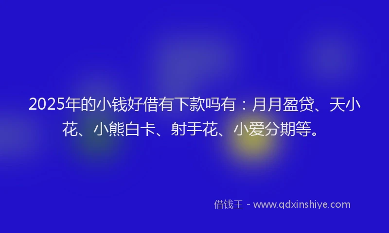 2025年的小钱好借有下款吗有：月月盈贷、天小花、小熊白卡、射手花、小爱分期等。