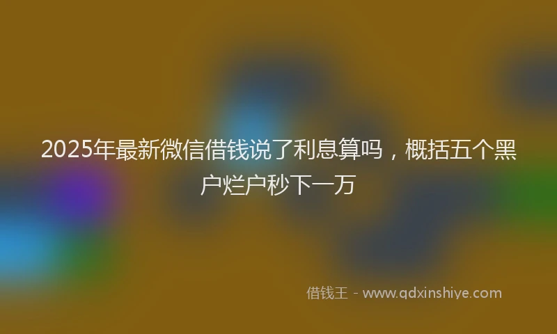 2025年最新微信借钱说了利息算吗，概括五个黑户烂户秒下一万