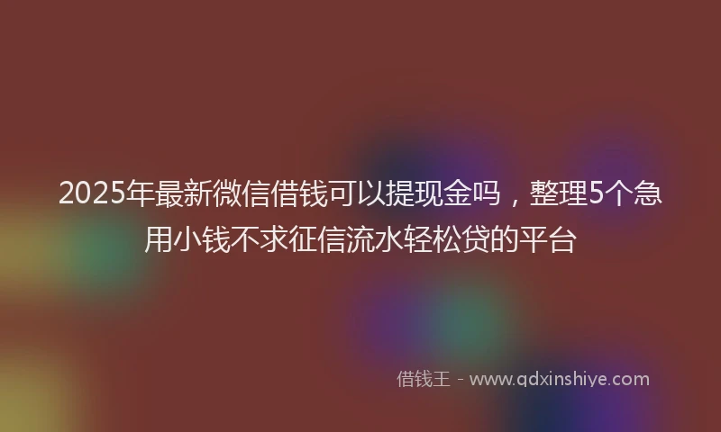 2025年最新微信借钱可以提现金吗，整理5个急用小钱不求征信流水轻松贷的平台