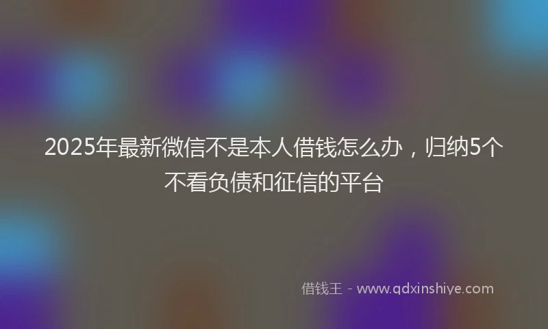 2025年最新微信不是本人借钱怎么办，归纳5个不看负债和征信的平台
