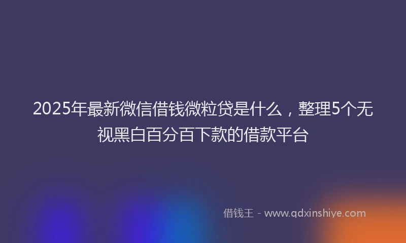 2025年最新微信借钱微粒贷是什么，整理5个无视黑白百分百下款的借款平台