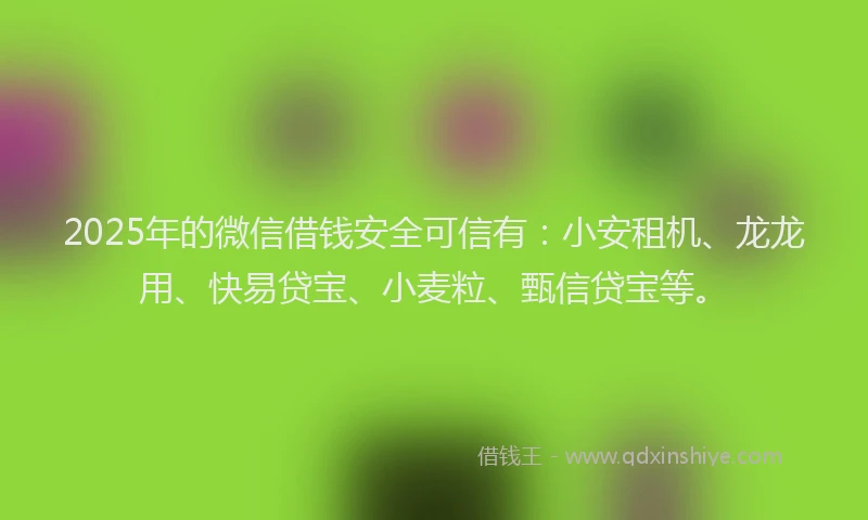 2025年的微信借钱安全可信有：小安租机、龙龙用、快易贷宝、小麦粒、甄信贷宝等。