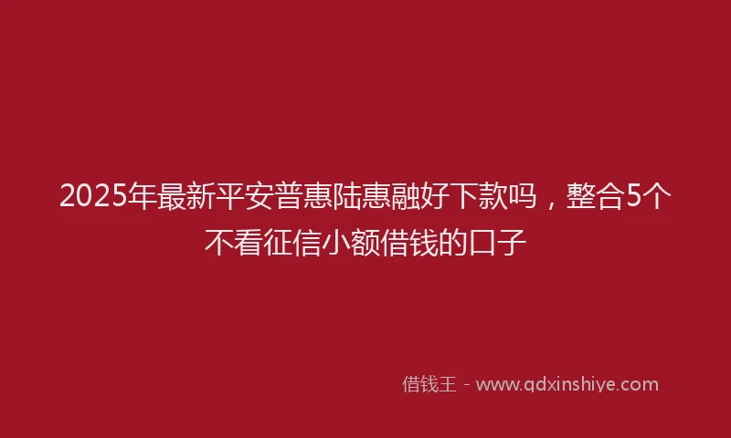 2025年最新平安普惠陆惠融好下款吗，整合5个不看征信小额借钱的口子