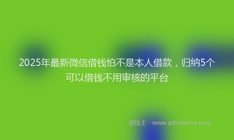 2025年最新微信借钱怕不是本人借款，归纳5个可以借钱不用审核的平台