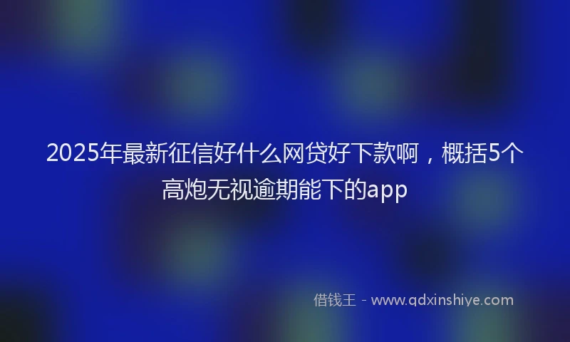 2025年最新征信好什么网贷好下款啊，概括5个高炮无视逾期能下的app