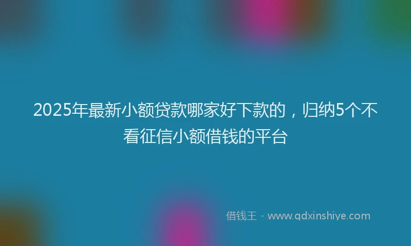 2025年最新小额贷款哪家好下款的，归纳5个不看征信小额借钱的平台