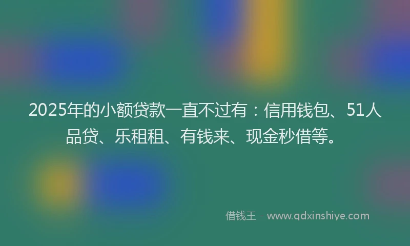 2025年的小额贷款一直不过有：信用钱包、51人品贷、乐租租、有钱来、现金秒借等。