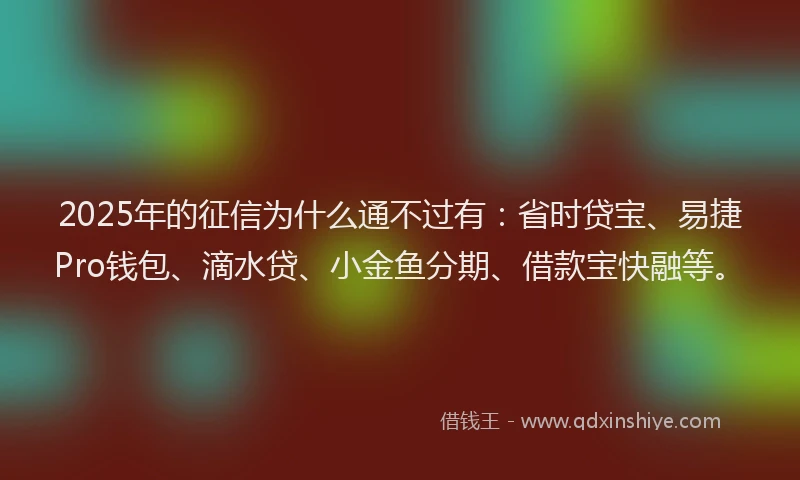 2025年的征信为什么通不过有：省时贷宝、易捷Pro钱包、滴水贷、小金鱼分期、借款宝快融等。