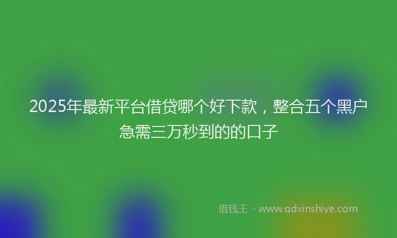 2025年最新平台借贷哪个好下款，整合五个黑户急需三万秒到的的口子