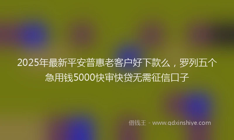 2025年最新平安普惠老客户好下款么，罗列五个急用钱5000快审快贷无需征信口子