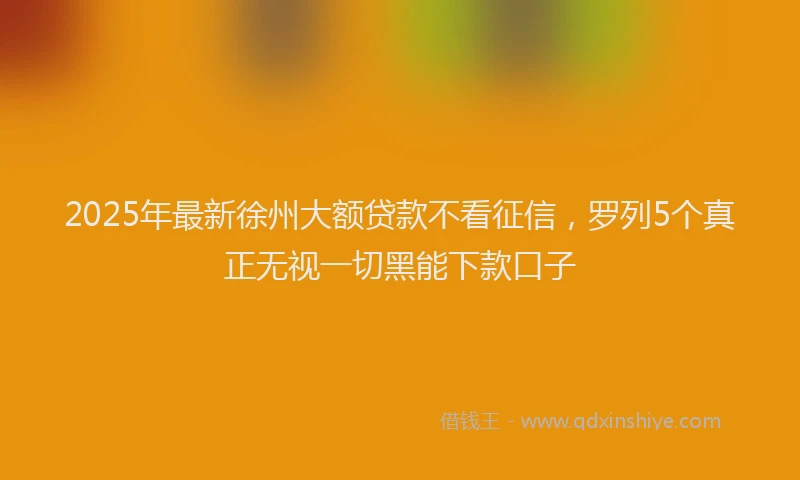2025年最新徐州大额贷款不看征信，罗列5个真正无视一切黑能下款口子