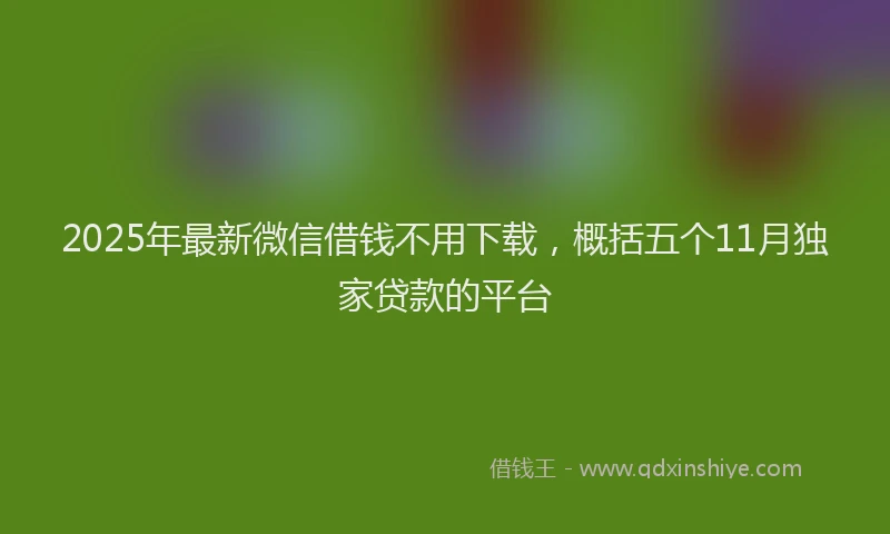 2025年最新微信借钱不用下载，概括五个11月独家贷款的平台