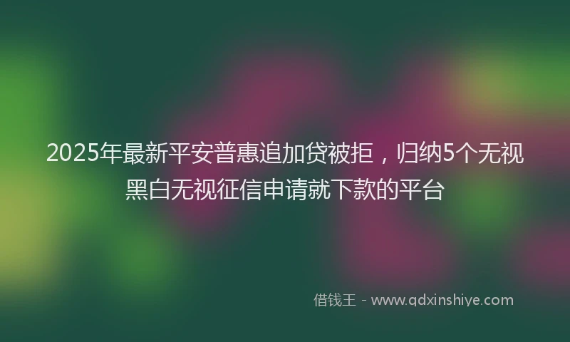 2025年最新平安普惠追加贷被拒，归纳5个无视黑白无视征信申请就下款的平台