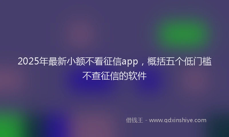 2025年最新小额不看征信app，概括五个低门槛不查征信的软件