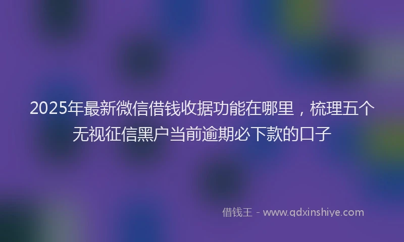 2025年最新微信借钱收据功能在哪里，梳理五个无视征信黑户当前逾期必下款的口子
