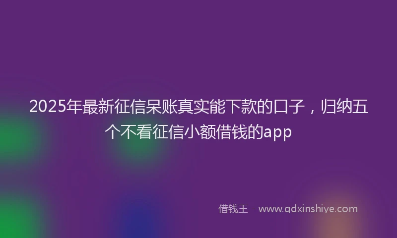 2025年最新征信呆账真实能下款的口子，归纳五个不看征信小额借钱的app