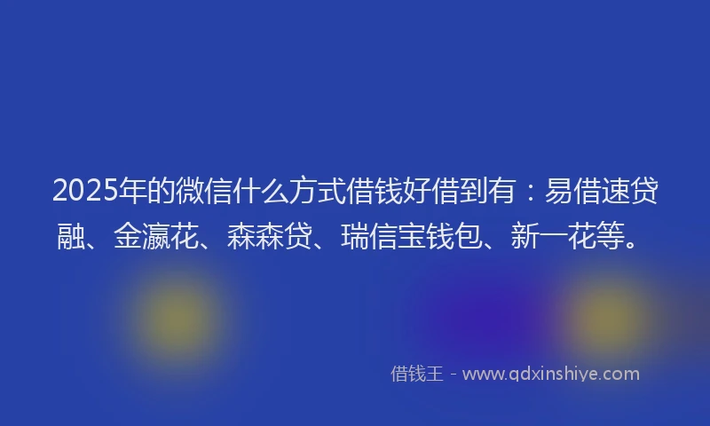 2025年的微信什么方式借钱好借到有：易借速贷融、金瀛花、森森贷、瑞信宝钱包、新一花等。