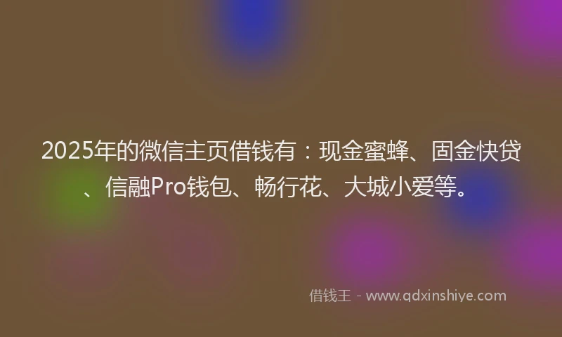2025年的微信主页借钱有：现金蜜蜂、固金快贷、信融Pro钱包、畅行花、大城小爱等。
