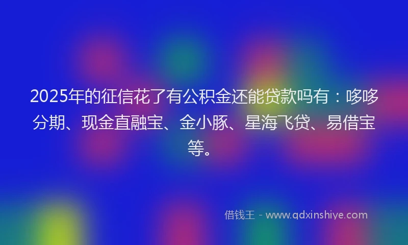 2025年的征信花了有公积金还能贷款吗有：哆哆分期、现金直融宝、金小豚、星海飞贷、易借宝等。