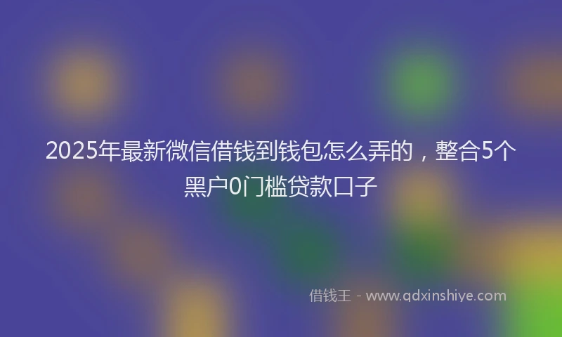 2025年最新微信借钱到钱包怎么弄的，整合5个黑户0门槛贷款口子