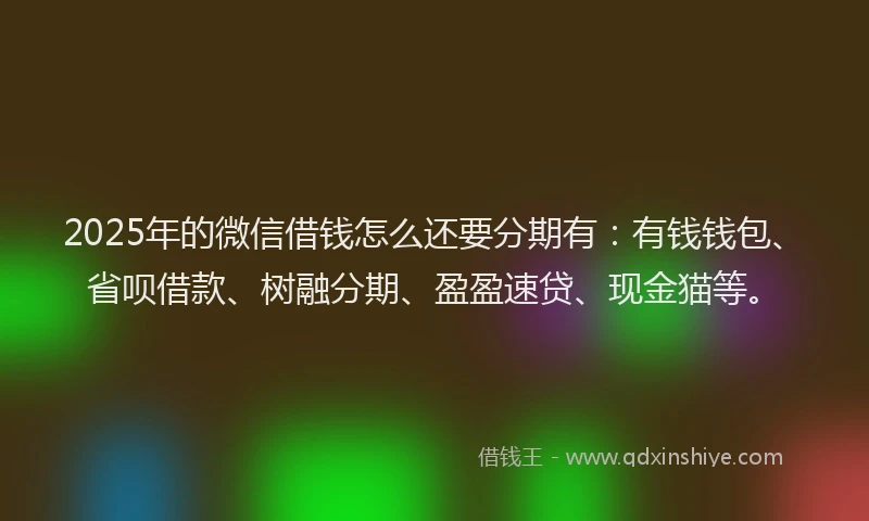 2025年的微信借钱怎么还要分期有：有钱钱包、省呗借款、树融分期、盈盈速贷、现金猫等。