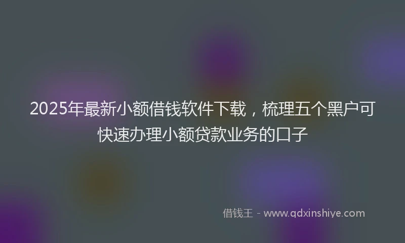 2025年最新小额借钱软件下载，梳理五个黑户可快速办理小额贷款业务的口子
