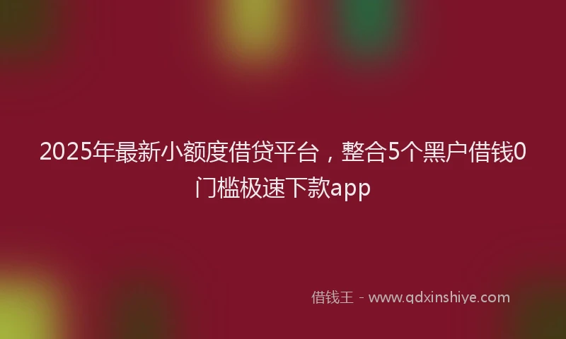 2025年最新小额度借贷平台，整合5个黑户借钱0门槛极速下款app