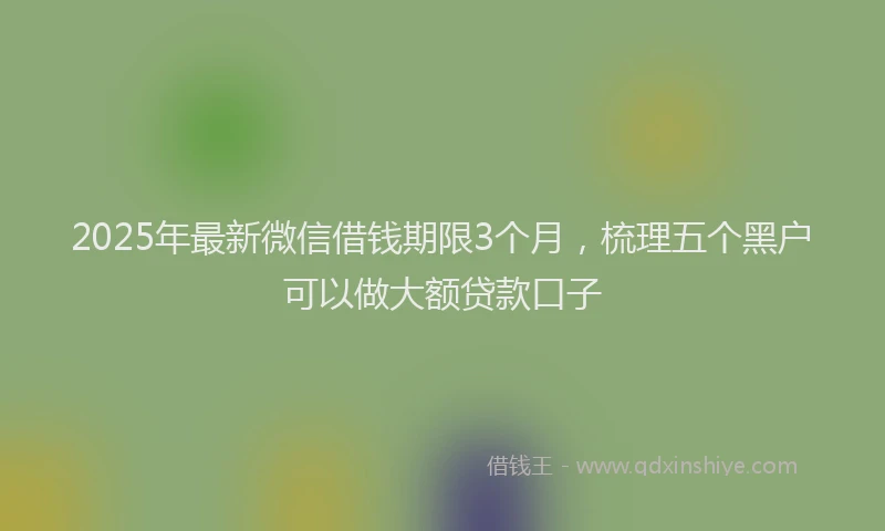 2025年最新微信借钱期限3个月，梳理五个黑户可以做大额贷款口子