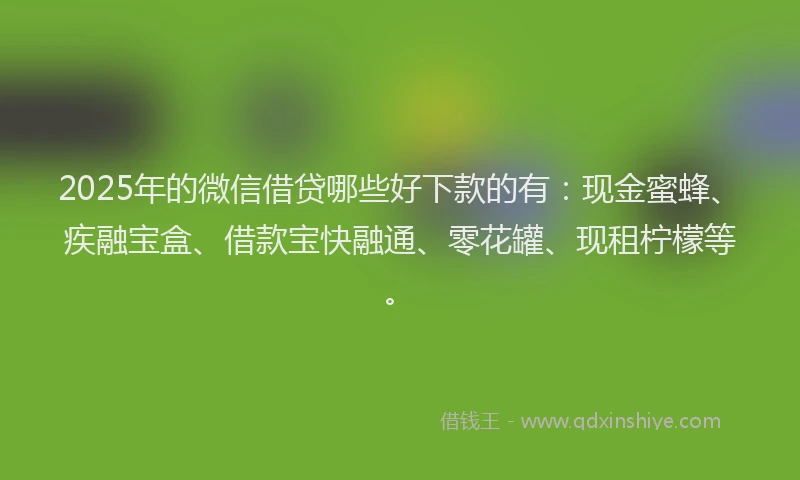 2025年的微信借贷哪些好下款的有：现金蜜蜂、疾融宝盒、借款宝快融通、零花罐、现租柠檬等。