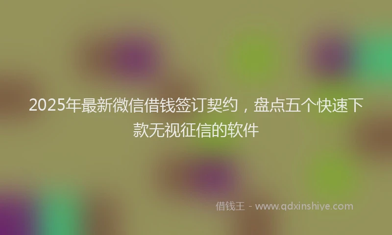 2025年最新微信借钱签订契约，盘点五个快速下款无视征信的软件