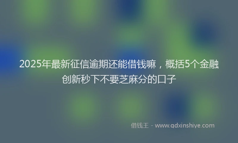 2025年最新征信逾期还能借钱嘛，概括5个金融创新秒下不要芝麻分的口子