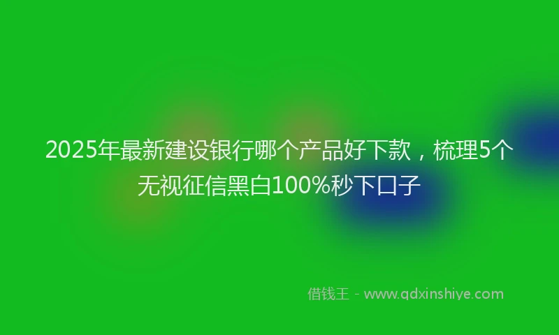 2025年最新建设银行哪个产品好下款，梳理5个无视征信黑白100%秒下口子