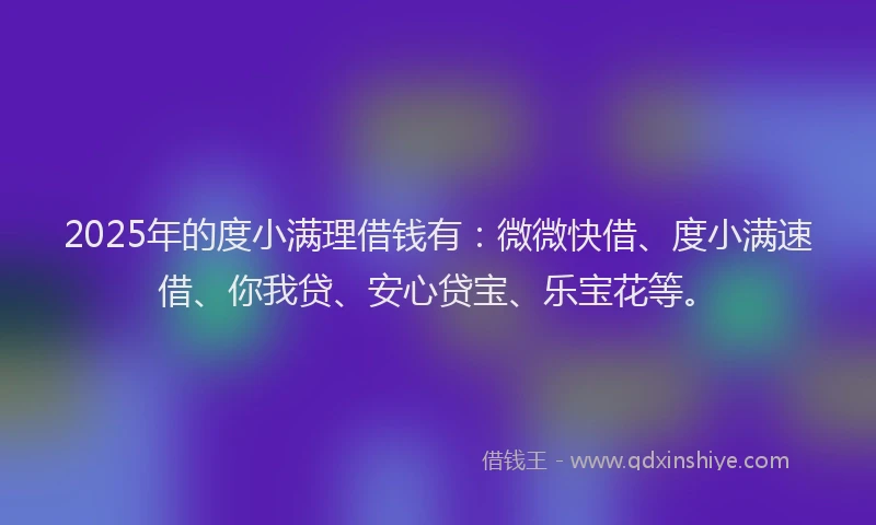 2025年的度小满理借钱有：微微快借、度小满速借、你我贷、安心贷宝、乐宝花等。