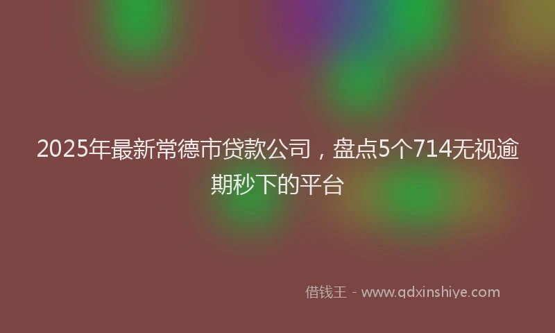 2025年最新常德市贷款公司，盘点5个714无视逾期秒下的平台