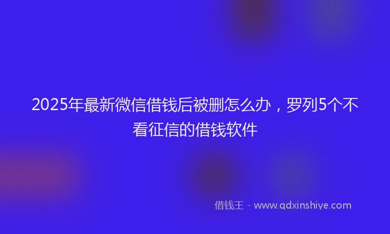 2025年最新微信借钱后被删怎么办，罗列5个不看征信的借钱软件
