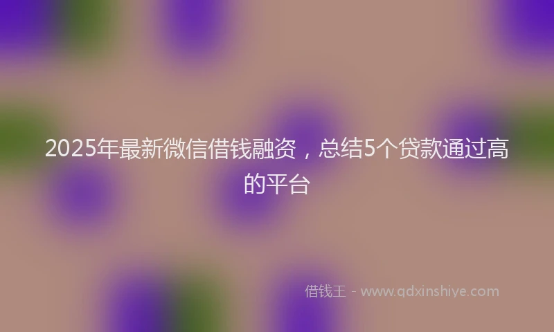 2025年最新微信借钱融资，总结5个贷款通过高的平台